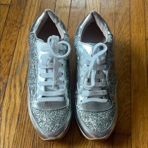 KATE SPADE ♠️ Silver Glitter Women's Fashion Sneakers